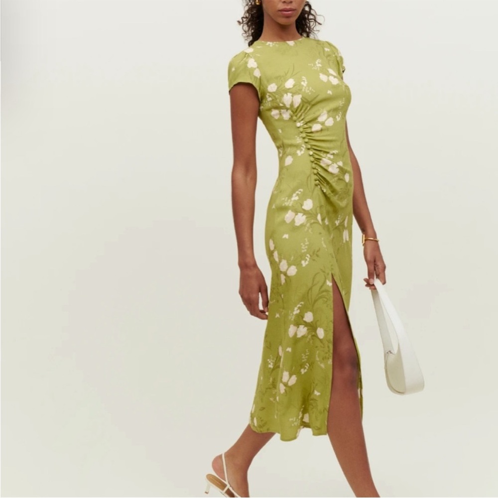 Reformation Green Floral Dress (frasier dress)
